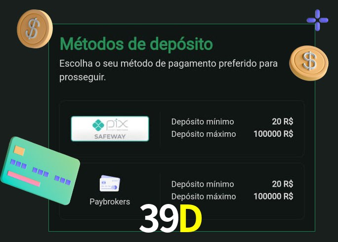 O cassino 39D oferece uma grande variedade de métodos de pagamento